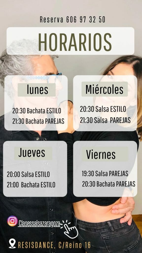 Horarios clases de Salsa y Bachata en Zaragoza